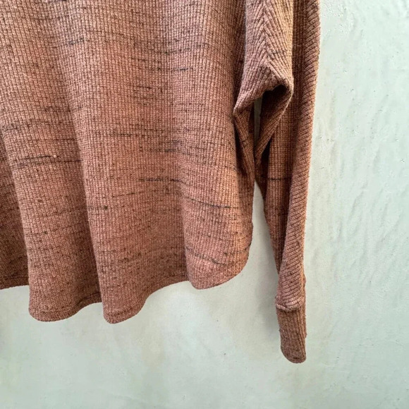 Treasure and Bond || Baby Cowl Cropped Curved Hem Slub Sweater Rust Orange XS - Picture 4 of 11